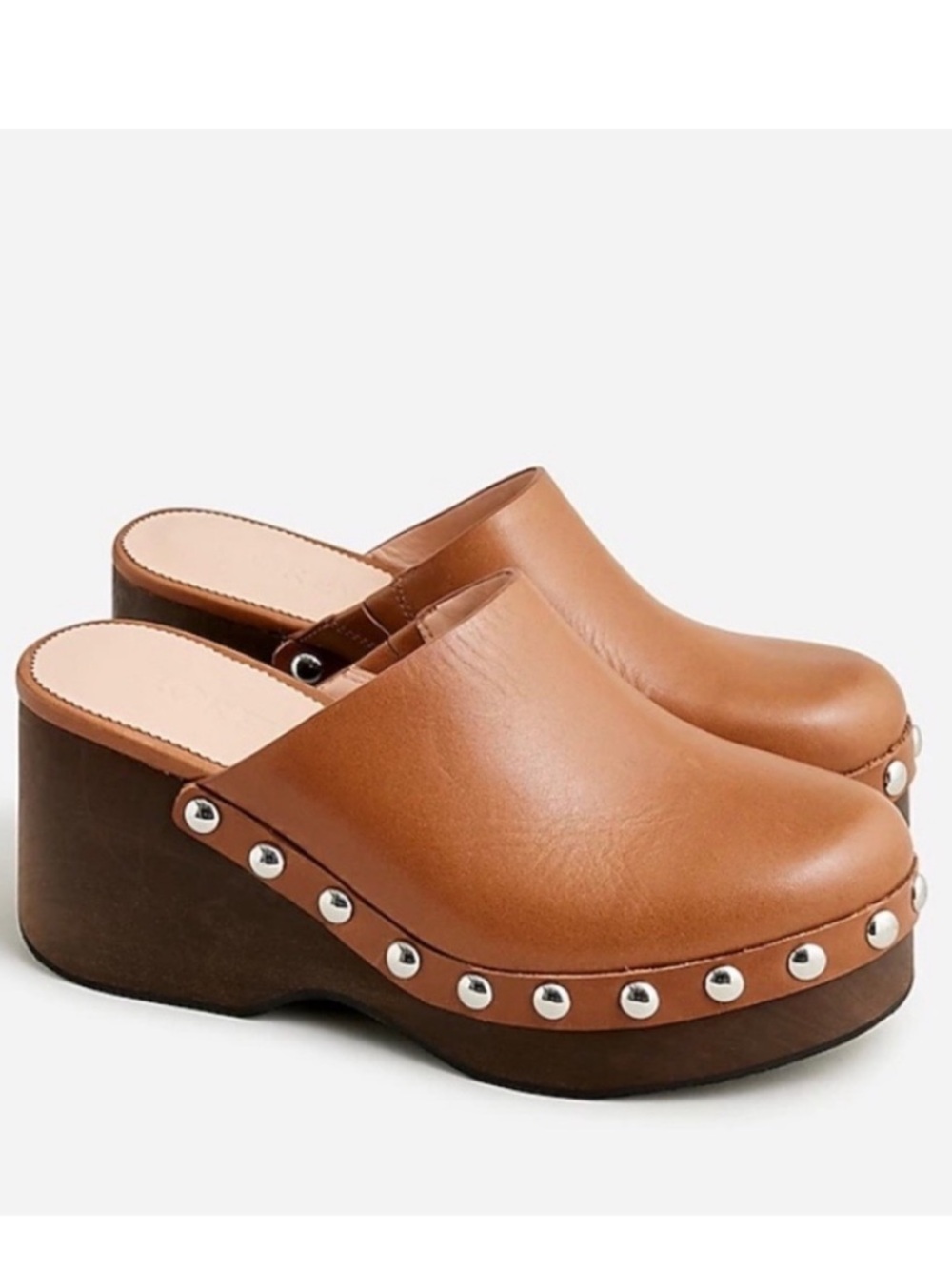 🆕{J. Crew} Leather Slip-on studded Platform Clogs